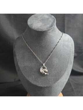 Georg Jensen Sterling Silver Heritage Pendant 1999 Silverball Vintage Necklace